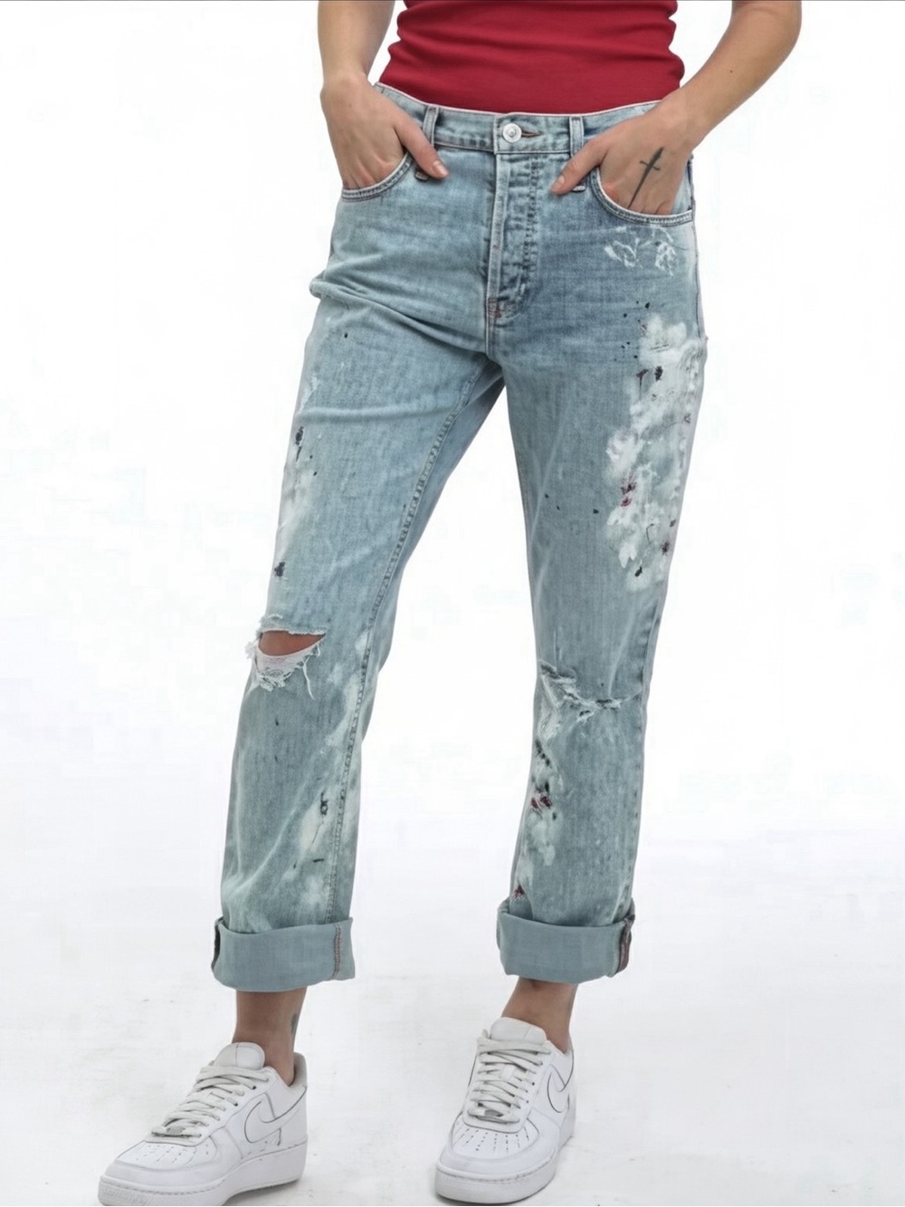 HUDSON Thalia 90's High Rise Loose Fit Ankle Rolled Hem Pigment Jean--NWT—30